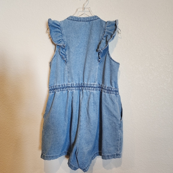 ELOQUII Elements Plus Size Chambray Flutter Sleeve Romper Size 14 - Picture 6 of 8